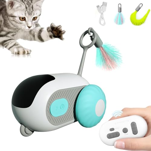 Ayolofei Interaktives Katzenspielzeug mit Fernbedienung, USB Wiederaufladbares Intelligenter Katzenball mit 2 Modi, 360° Sensibles Drehen Automatisch Bewegliches, Geschenke für Katzen (Blau) von Ayolofei