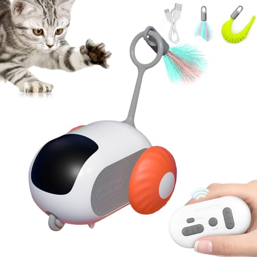 Ayolofei Interaktives Katzenspielzeug mit Fernbedienung, USB Wiederaufladbares Intelligenter Katzenball mit 2 Modi, 360° Sensibles Drehen Automatisch Bewegliches, Geschenke für Katzen (Orange Farbe) von Ayolofei