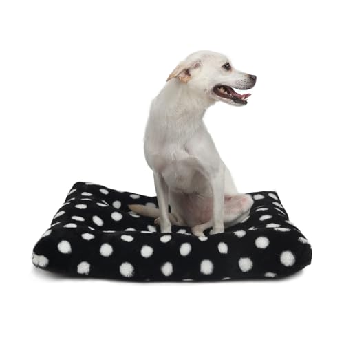 Hundebett für Hundekäfig, waschbar und rutschfest, bequem, 61 cm, ideal für kleine Hunde, Schwarz mit weißen Punkten, 45,7 x 61 cm von Aytupotin