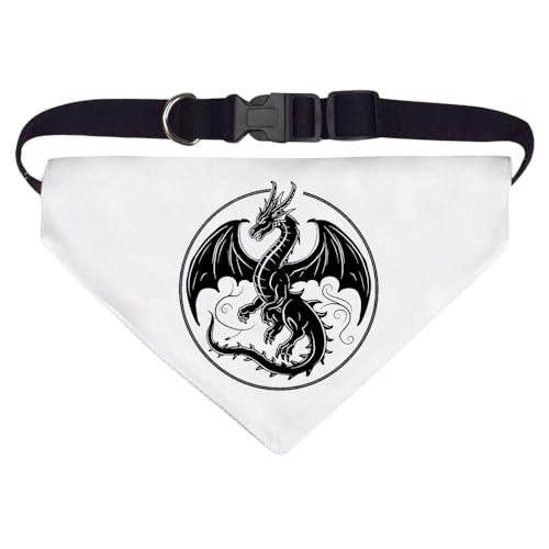 Groß 'Fliegender Drache im Kreisrahmen' Hunde-/Katzen-/Haustier-Bandana (PD00053192) von Azeeda