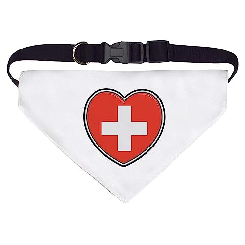 Groß 'Schweiz-Flaggen-Herz' Hunde-/Katzen-/Haustier-Bandana (PD00041396) von Azeeda