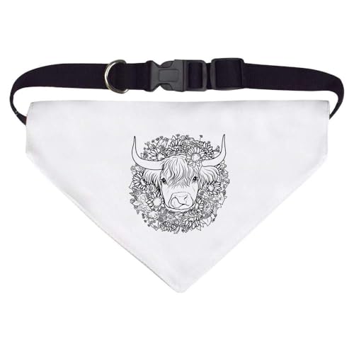 Groß 'Sonnenblumen-Hochlandrind' Hunde-/Katzen-/Haustier-Bandana (PD00054738) von Azeeda