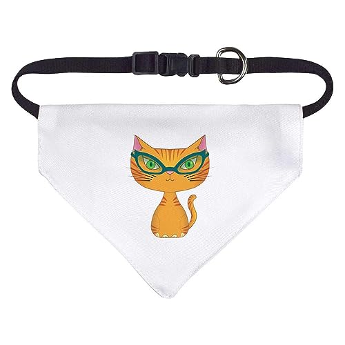 Klein 'Katze mit Brille' Hunde-/Katzen-/Haustier-Bandana (PD00043351) von Azeeda