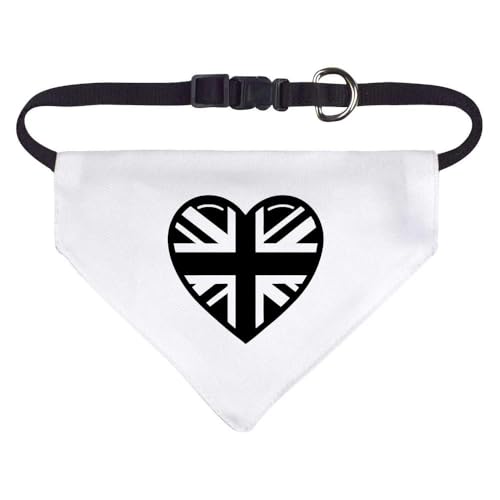 Klein 'Union Jack-Herz' Hunde-/Katzen-/Haustier-Bandana (PD00054475) von Azeeda