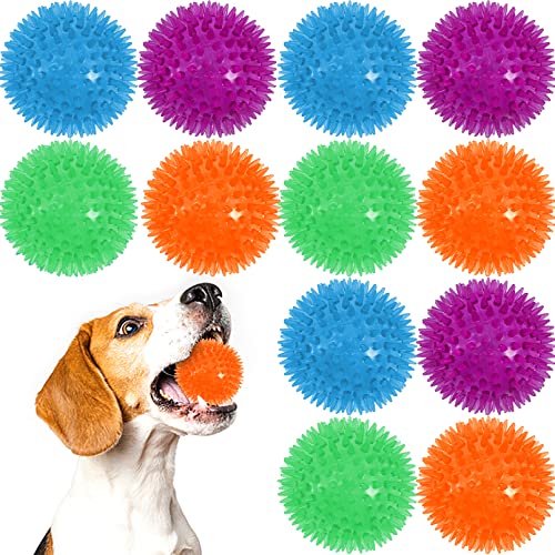 Quietschendes Hundespielzeug, 6.3 cm, stacheliger Hundeball, reinigt Zähne, Haustierspielzeug, quietschende Hundebälle für aggressive Kauer, Kauspielzeug für kleine, mittelgroße und große Große Hunde von Azegech