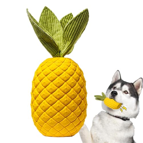 Ananas-Hundespielzeug,Hunde-Kauspielzeug Ananas | Quietschendes, unzerstörbares Kauspielzeug für Hunde aus Naturkautschuk - Robustes Hunde-Puzzlespielzeug zur Leckerli-Ausgabe für kleine, von Aznever