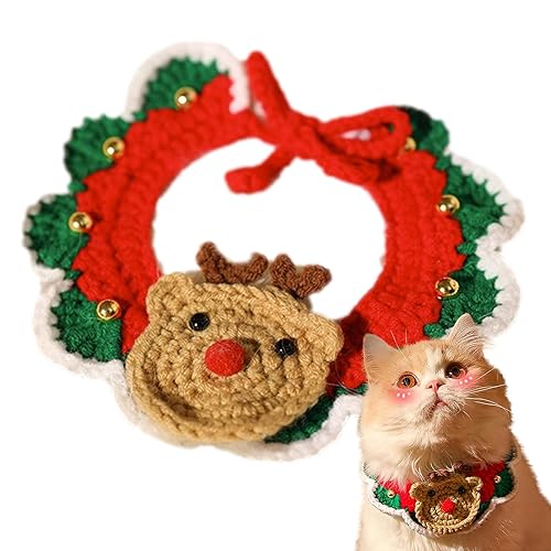Aznever Hund Winter Strickschal,Weihnachts-Hundehalsband-Schal | Weiche Neujahrs-Weihnachtshaustierdekoration für kleine und mittelgroße Katzen und Hunde von Aznever