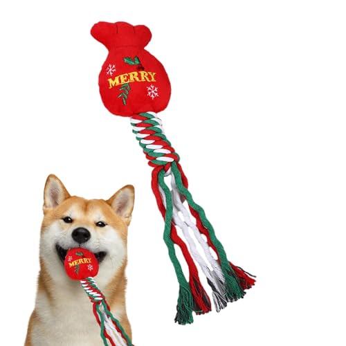 Aznever Hundeplüschtier,Weihnachtskauspielzeug für Hunde - Plüsch-Welpenspielzeug gegen Langeweile, Haustier-Seilspielzeug zum Spielen und Kauen, für kleine und mittelgroße Hunde von Aznever