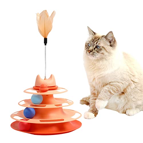 Aznever Katzen-Plattenspieler-Spielzeug - Fun Roller Exerciser Ball Tracks Cat Roller Toy 4 - Kitten Tower Roller Spielzeug für Hauskatzen von Aznever