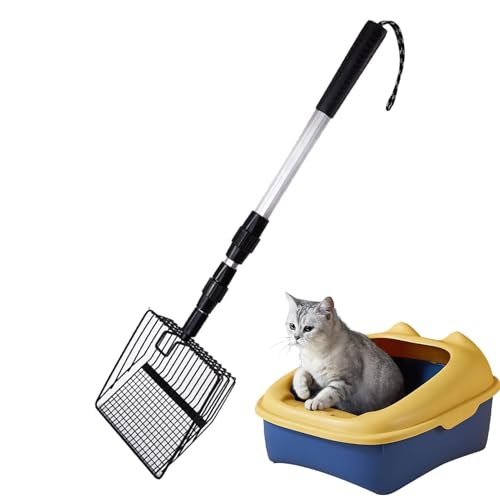 Aznever Pooper Scooper Langes Griff, Katzenstreu Sifter Scoop Long Griff | Einziehbarer Seithuhn -Kotschaufel - Kein Biegen zurück -Pet Poop Schaufel Chicken Poop Scooper für Hundekot außen von Aznever