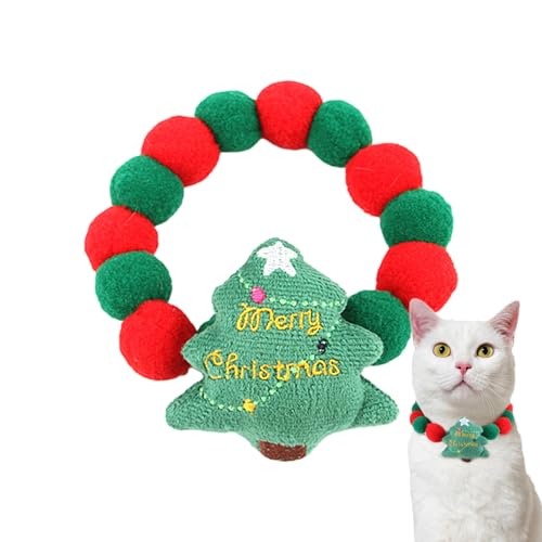 Aznever Weihnachtsbaum Katzenhalsband - Weiche Halskette für Haustiere,Haustiere Rot Grün Fellknäuel Halsband, Weicher Weihnachtsschmuck, Par -Hochzeitszubehör von Aznever