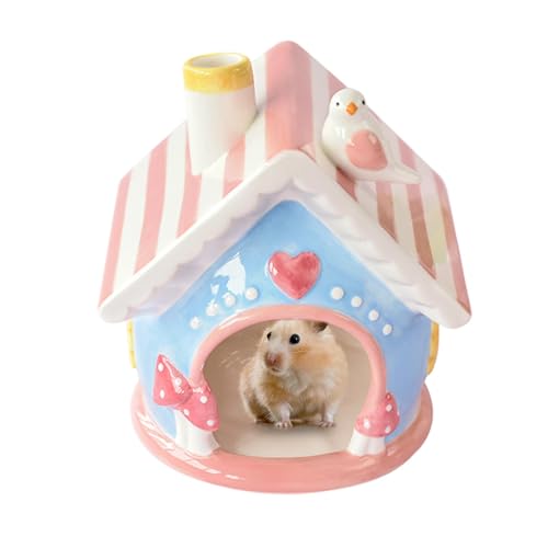 Keramikverglieder für Hamster, Gerbilhaus,Süße Keramikverschlupfnester - Kreative Chinchilla -Hütte, Haustierkäfigzubehör, Gerbilhäuser und Versteck, kleine Tierhäute für die gesamte Saison von Aznever