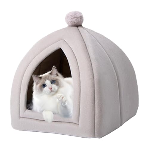 Kuschelhöhle Katze, Cat Cave Waschbar, Verdicktes Plüsch-Hundebett, Bequem, Für Hundehütten,Hundehütte, Katzenversteck, Warmes Bett Für Hunde, Kaninchen, Hasen, Haustiere, Katzen von Aznever