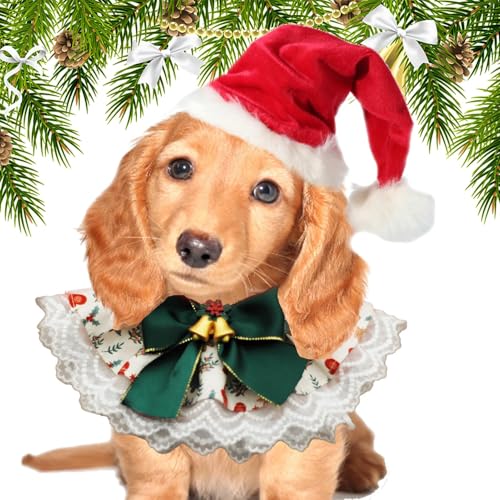 Weihnachts-Hundehalstücher,Hundehalstücher Weihnachten, Weihnachten weiche Hundehalstücher Hundelätzchen, Niedlicher, atmungsaktiver Haustierschal aus Spitze, wendbares Haustierzubehör für von Aznever