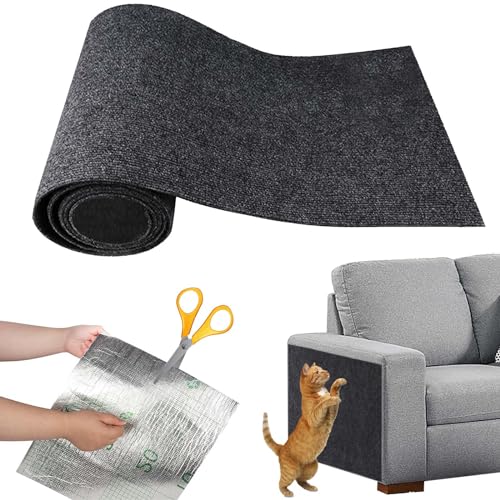 200cmx40cm Selbstklebend Kratzteppich Katze Wand, DIY Kratzmatte Katze, Kratzbretter Katze Wand, Kratzbrett Katzen, Katzen Kratzwand, Katzenkratzbretter für Schützt Teppiche Sofa Möbel, Dunkelgrau von Azonelife