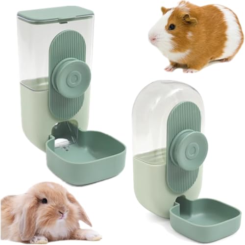 Hängendes automatisches Wasserset für kleine Haustiere, automatisches Schwerkraft-Futter- und Tränkeset, eingesperrter Haustiernapf, Kaninchen+ 1 Backenzahnstein 4,5 cm+1 Sisalball(grün) von AzulLanse