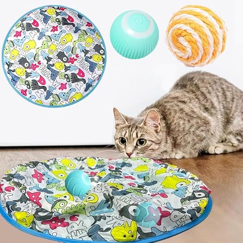 AzulLanse Interaktives Katzenspielzeug, Katzenspielzeug Ball Schnelles Rollen im Beutel, Automatisches bewegungsaktiviertes bewegliches Ball-Versteckspiel für Indoor-Übungskicker,1 Sisalball von AzulLanse