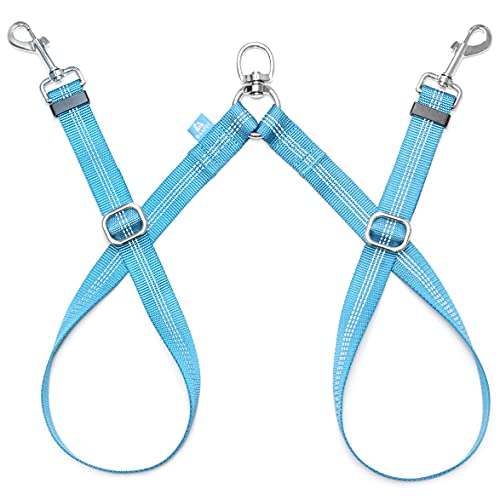 BAAPET Doppelte Hundeleinen-Splitter, verhedderungsfreier Doppel-Koppler, zwei Hundeleinen-Spaziergänge und Trainings-Verlängerung für kleine,81.3 cm, blau) von BAAPET