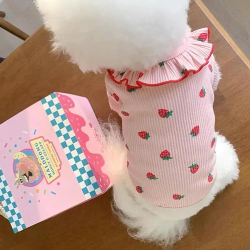 Hundeweste mit dünner Spitze, rosa Erdbeere, gemütliches Sommerkleid, Hundezubehör von BABIIE