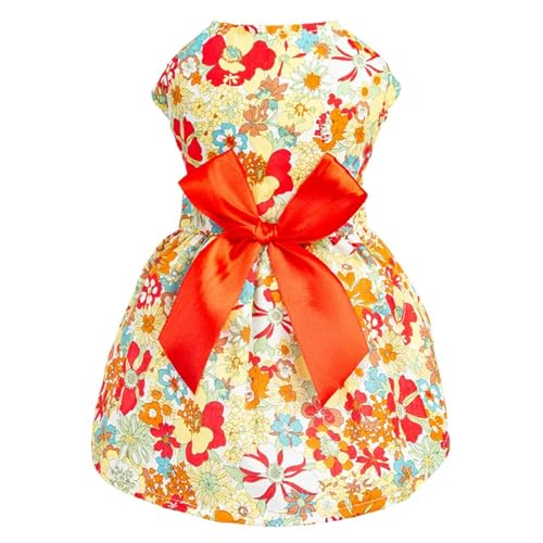 Sommer Blumen Prinzessin Kleid für Chihuahua Weihnachten Schleife Haustier Hund Kleid Welpe Ärmellos Rock Hundekleidung für kleine Hunde von BABIIE