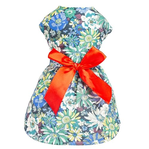 Sommer Blumen Prinzessin Kleid für Chihuahua Weihnachten Schleife Haustier Hund Kleid Welpe Ärmellos Rock Hundekleidung für kleine Hunde von BABIIE