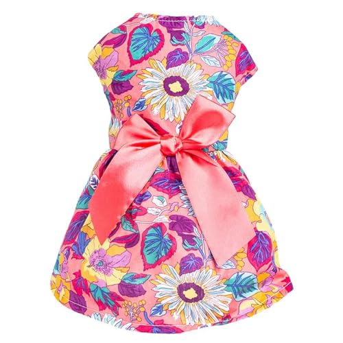 Sommer Blumen Prinzessin Kleid für Chihuahua Weihnachten Schleife Haustier Hund Kleid Welpe Ärmellos Rock Hundekleidung für kleine Hunde von BABIIE