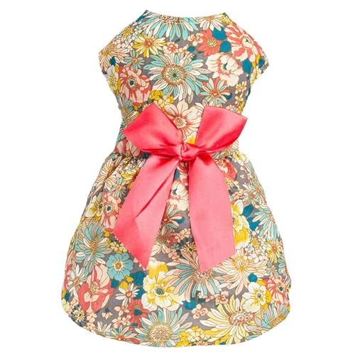 Sommer Blumen Prinzessin Kleid für Chihuahua Weihnachten Schleife Haustier Hund Kleid Welpe Ärmellos Rock Hundekleidung für kleine Hunde von BABIIE