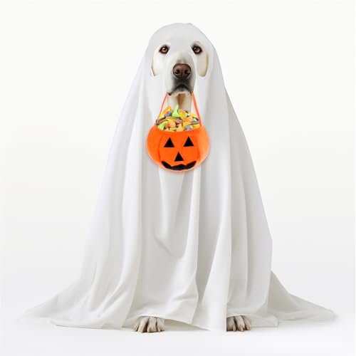 BABORUI Halloween-Hundekostüm, Geisterkostüm mit Kürbis-Eimer, Halloween-Dekoration, große Hunde, Halloween-Kostüme für Mädchen, Jungen, Hund, individuelles Halloween, Cosplay, Größe L von BABORUI