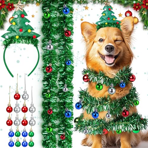 BABORUI Hund Weihnachtsschmuck - Hund Weihnachtsbaum Outfit Hunde, DIY Hund Weihnachtsbaum Kostüm mit Hund Weihnachten Stirnband, Weihnachtsbaum Hundekleidung für Große/Mittel/Kleine Hunde von BABORUI