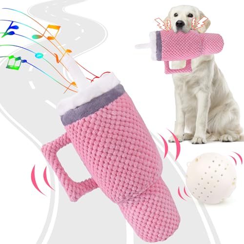 BABORUI Hundespielzeug mit Quietschelement, Pink Cup von BABORUI