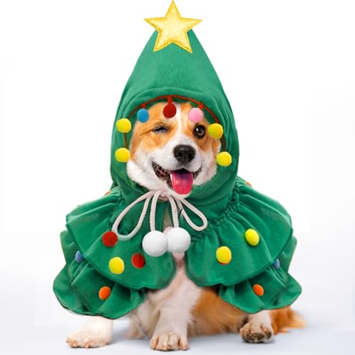 BABORUI Weihnachtsbaum Hundekostüm - Hund Weihnachtsbaum Outfit für kleine Hunde, Weihnachtsbaum Hundekleidung Haustier Cosplay Kostüme Weihnachten Party Dekorationen Verkleiden für kleine Hunde & von BABORUI