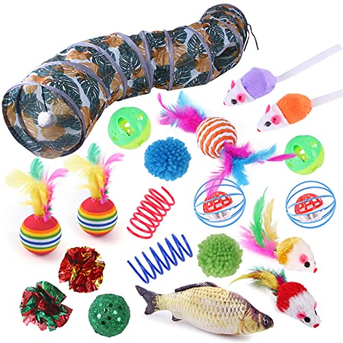 20pcs Kätzchen Tunnel Tube Feder Spielzeug Set Katzen Tunnel Spielzeug Interaktives Spielzeug Teaser Spielzeug Kratzspielzeug Federspielzeug von BABYVIVA