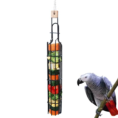 Vogelfutterstation Zylindrischer Käfig Futterbehälter Outdoor Wildvögel Papageien Fütterung Hängender Baum Tragbarer Obst Gemüse Park Papagei Futterspielzeug von BABYVIVA