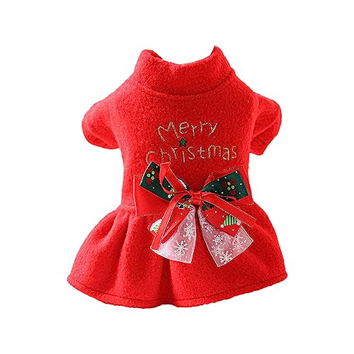 Warmes Hundekleid mit Schleife, Weihnachtsrock, Winter, Herbst, Hochzeitskleid, niedlich, süß, kleine Hunde, Weihnachts-Outfit, Hunde-Weihnachtskleid von BABYVIVA