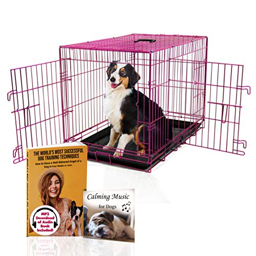 Pet Expressions Hundehütte aus Draht, Doppeltür, Metall-Stahlkäfig, für drinnen und draußen, zusammenklappbarer Käfig (Medium - 36, Hot Pink Magenta) von BACKYARD EXPRESSIONS PATIO · HOME · GARDEN