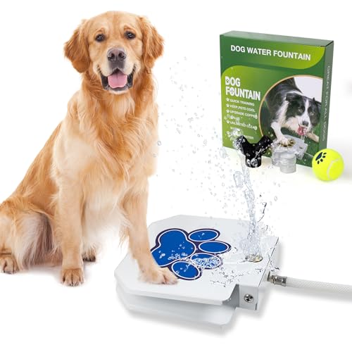 BACOENG Trinkbrunnen für Hund und Haustier, Wasserspielzeug für Hunde, Hund Wasser Gartenbrunnen, Outdoor Hunde Trinkbrunnen, Verbessertes Premium-Ventilset (Messing statt Plastik) von BACOENG