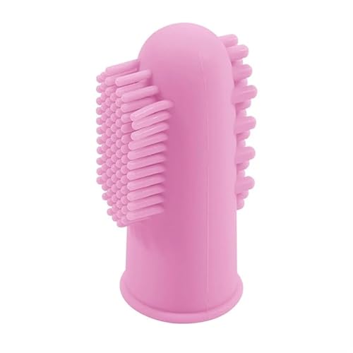 BADALO Weiche Silikon Haustier Hund Finger Zahnbürste Haustier Mundgeruch Zahnstein Pflege Werkzeug Hund Zubehör (Color : Pink, Size : 5x2cm) von BADALO