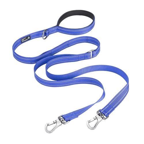 Doppelhaken-Hundeleine, Haustier-Traktionsseil, Laufgriff, Bungee-Leine, reflektierendes Seil for mittelgroße Hunde (Color : Blue) von BADALO
