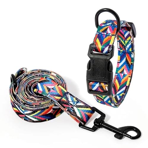 Haustier-Halsband-Leine-Set, Hunde- und Katzenhalsband und verstellbare Leine (Color : NO2 Set, Size : M) von BADALO