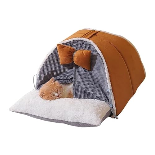 Katzennest, Gemütliches Katzenhöhlenbett, Katzenversteck, Süßes Katzenversteck, Vielseitiges Katzenbett for Privatsphäre, Nickerchen und Spielen, Passend for Katzen und Hunde(Coffee,L-within 9Kg) von BADALO