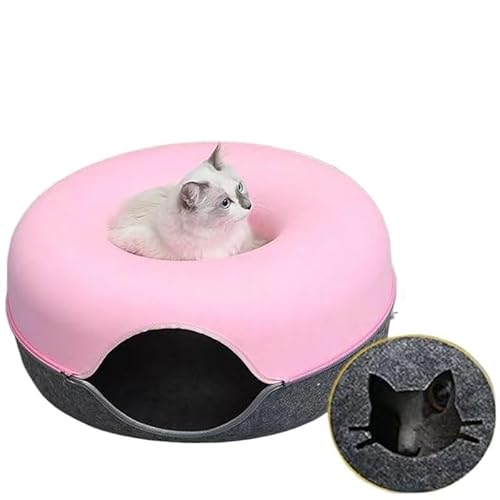 Katzennest, Gemütliches Katzenhöhlenbett, Katzenversteck, Süßes Katzenversteck, Vielseitiges Katzenbett for Privatsphäre, Nickerchen und Spielen, Passend for Katzen und Hunde(Dark Grey Pink Bed,DONUT_ von BADALO