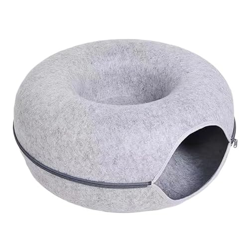 Katzennest, Gemütliches Katzenhöhlenbett, Katzenversteck, Süßes Katzenversteck, Vielseitiges Katzenbett for Privatsphäre, Nickerchen und Spielen, Passend for Katzen und Hunde(Light Gray Bed,DONUT_50X5 von BADALO