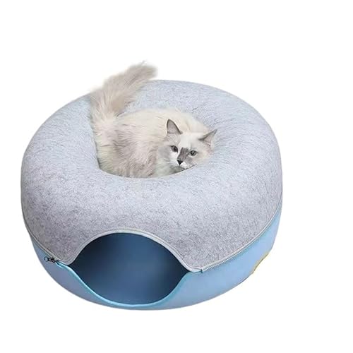 Katzennest, Gemütliches Katzenhöhlenbett, Katzenversteck, Süßes Katzenversteck, Vielseitiges Katzenbett for Privatsphäre, Nickerchen und Spielen, Passend for Katzen und Hunde(Light Gray Blue Bed,DONUT von BADALO