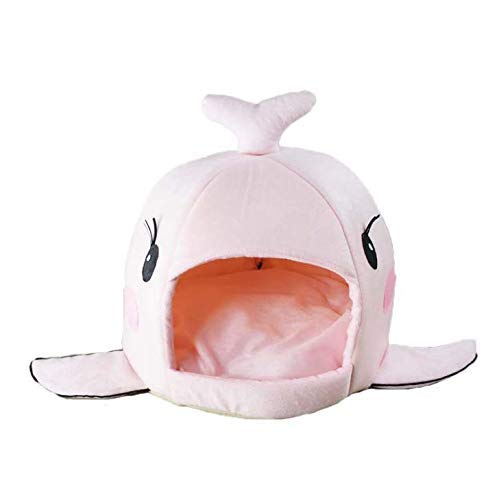 BADASS SHARKS Wal-Motive Hundehütte Hundebett Hundekörbchen Katzenbett mit Kissen Hundehaus Haustier Schlafsack für drinnen Waschbar Haus & Sofa 42cm (Wal Rosa M) von BADASS SHARKS