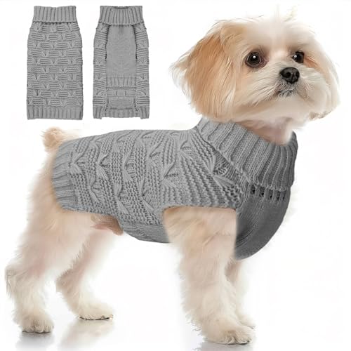 BAEJMJK Kleiner Hundepullover mit Rollkragen, warmer Strickpullover, Hundekleidung für kleine, mittelgroße Hunde, Herbst und Winter, Welpen, Strickwaren, Pullover für Mädchen, Jungen, Hunde, Katzen von BAEJMJK