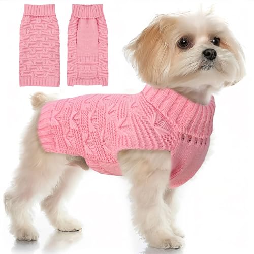 BAEJMJK Pullover für kleine Hunde, Rollkragen, Strickwaren (Rosa, Größe M) von BAEJMJK