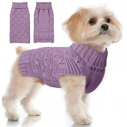 BAEJMJK Pullover für kleine Hunde, Rollkragen, Strickwaren (lila, XL) von BAEJMJK