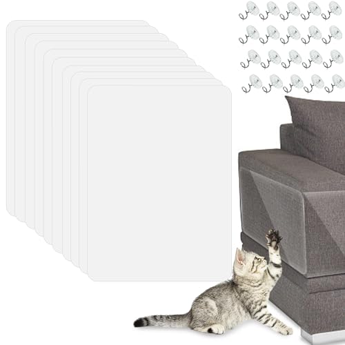 Kratzschutz Sofa Katze Anti Kratz Folie für Katzen Kratzschutzfolie 10er Set mit 50 Schrauben Sofa Schutz Katze Antikratzfolie für Möbel Tür Wand (30 * 45 cm/11.81 * 17.71 Zoll) von BAERTMY