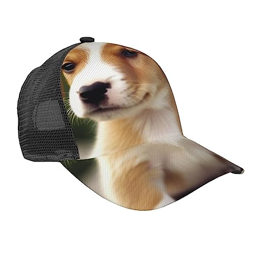 Niedliche Baseballkappe für Welpen, Hund, bedruckt, Sommer-Mesh-Baseballkappe, Outdoor-Kappe, Trucker-Mütze, Vätermütze, verstellbar, atmungsaktiv von BAFAFA