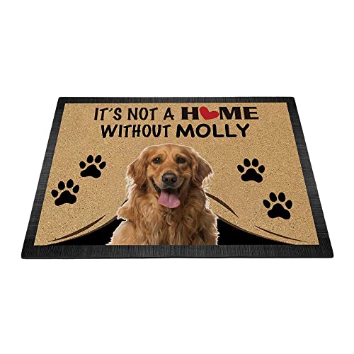 BAGEYOU Fußmatte mit Aufschrift "It's Not a Home Without Puppy Golden Retriever", personalisierbar, lustige Pfotenabdruck-Dekoration, Willkommens-Teppich, 69,8 x 45 cm von BAGEYOU